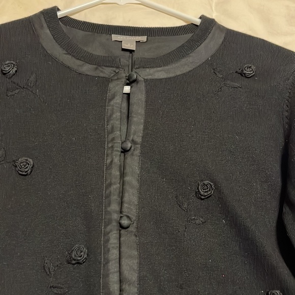 Ann Taylor Sweaters - Classic Ann Taylor 3/4 Length Sleeve Embellished Appliqué Silk Cardigan Sweater